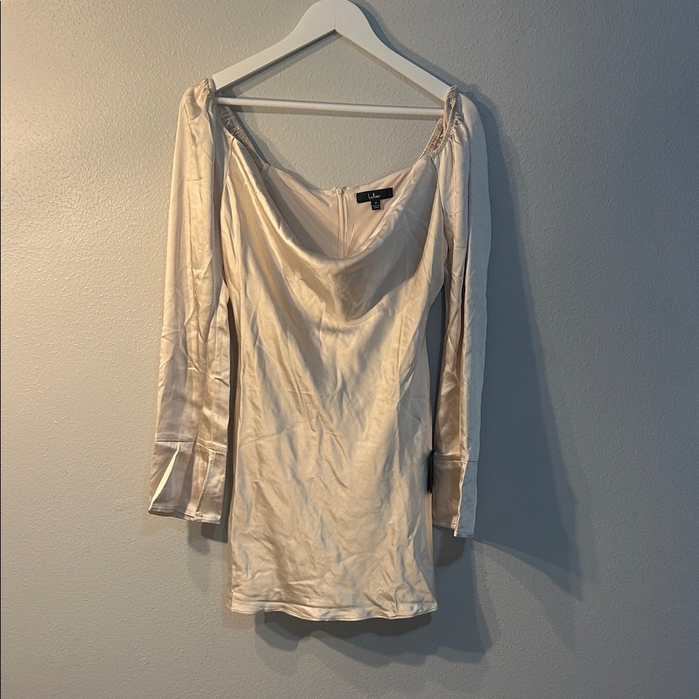 Lulu's Cream Long Sleeve Mini Dress